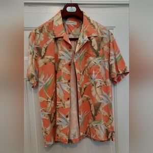 TOMMY BAHAMA MEN'S SILK FLORAL MULTI-COLOR SHORT SLEEVE CAMP SHIRT SIZE XL